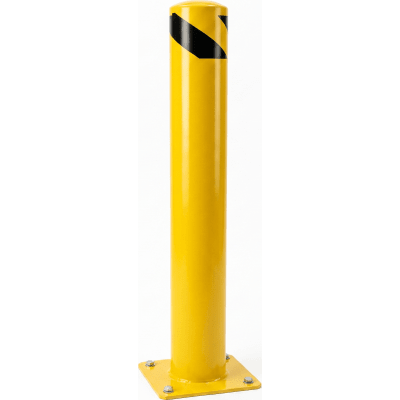 Bolardo Fijo de Acero / Diámetro 114 mm / Altura 1250 mm / Pared 2 mm / Base Soldada 150 x 150 mm / Pintura en Polvo