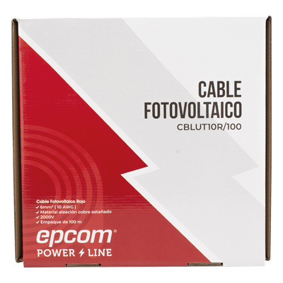 Cable Fotovoltaico / 6 mm² (10 AWG) / 1000/2000 V / Rango -40°C a 120°C / Rollo 100 m / UL 4703 y TUV