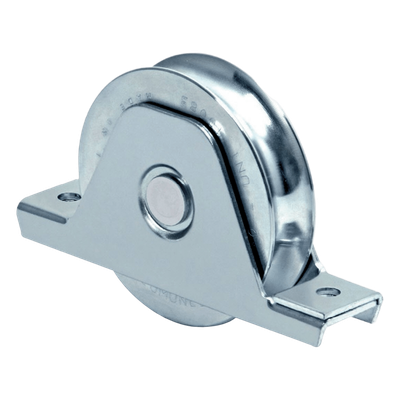 Rueda para Puerta Corrediza / Diámetro 12 cm / Carga 400 kg / Acero Galvanizado / Fijación Inferior / Canal Tipo U
