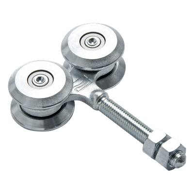 Carretilla para Puertas Colgantes / 4 Ruedas con Cojinete / Acero Galvanizado / Carga 400 kgf / Peso 1.23 kg