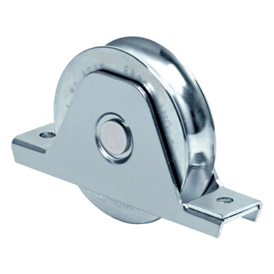 Rueda para Puerta Corrediza / 14 cm / Acero Galvanizado / Fijación Inferior / Carga 420 kg
