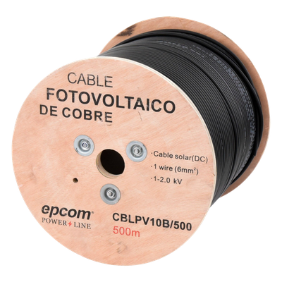 Cable Fotovoltaico / 6 mm² (10 AWG) / 500 m (1640.4 ft) / Cobre Suave / 2000 Vcc / Resistencia UV-Ozono / -40°C a 120°C