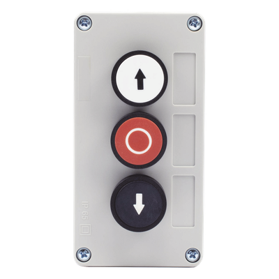 Botonera de control triple / IP40 / -20 a 50 °C / ≤24 VCC / 67 x 133 x 49 mm / 2.6 x 5.2 x 1.9 in