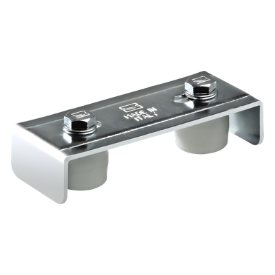 Placa Guía para Puerta Corrediza / Ajustable 30 a 60 mm / Acero Galvanizado / Rodillos Nylon / Fijación por Soldadura
