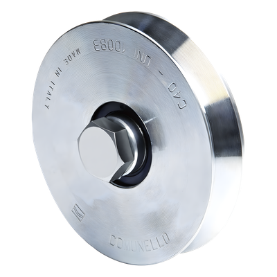 Rueda para Puerta Corrediza / 12 cm de Diámetro / Carga 240 kg / Acero Galvanizado / Sin Soporte / Guía Tipo V