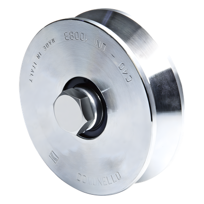 Rueda para Puerta Corrediza / 12 cm / Carga 450 kg / Guía Tipo V / Acero Galvanizado