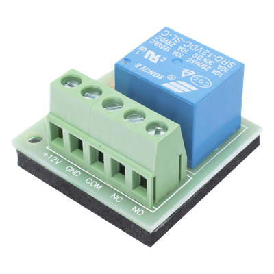 Módulo de Relé para Control de Acceso / Salida NO/NC/COM / 3A a 125 VCA / 12 VCC / -20°C a 70°C / Interbloqueo de Puertas