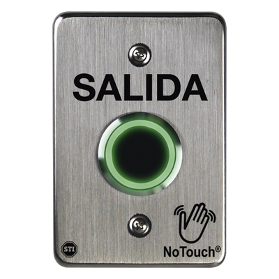 Botón de Salida NoTouch / IR Sin Contacto / Acero Inoxidable 304 / Tiempo Ajustable 0.5-20 s / Contacto Seco C / LED Bicolor