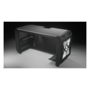Consola Profesional para Monitoreo y Cómputo / Acero Laminado y Madera / Ranura para Base de Monitores / Tomacorriente 15A / Iluminación LED / 1.64 ft (0.5 m) de Profundidad