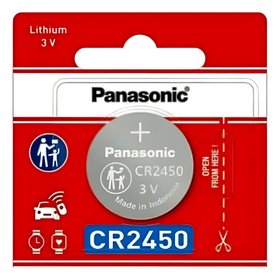 Batería de Litio Tipo Moneda / 3V / 620 mAh / CR2450 / 10 Años Vida Útil