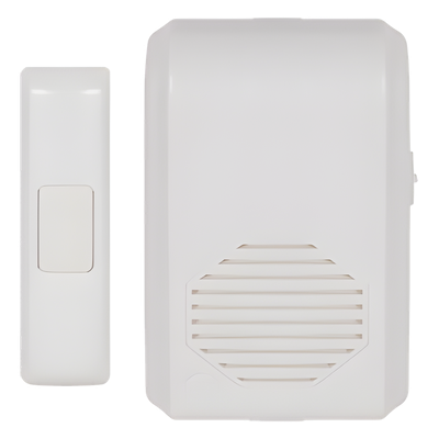 Timbre Inalámbrico / Alcance 150 m (492 ft) / 10 Tonos / Volumen Ajustable 64-88 dB / Receptor 120 VCA / Sin Cableado