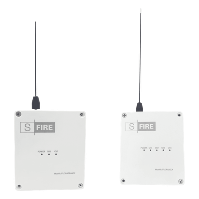 Kit Transmisor-Receptor Inalámbrico / Alcance 2500 m (8202 ft) / Frecuencia 433.92 MHz / 4 Salidas de Relé / Contacto Seco / -20°C a +80°C