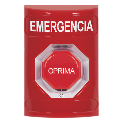 Botón de Emergencia / Acción Mantenida / Girar para Restablecer / LED Multicolor / Texto Español / ADA / Anti-Vandálico