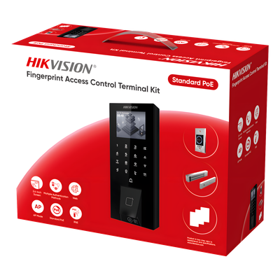Kit Terminal Control Acceso Biométrico / Huella Digital y QR / 2.4" LCD / 5000 Huellas + 5000 Tarjetas / IP65 / Wi-Fi + PoE / Cerradura Magnética 272 kg (600 lbs)