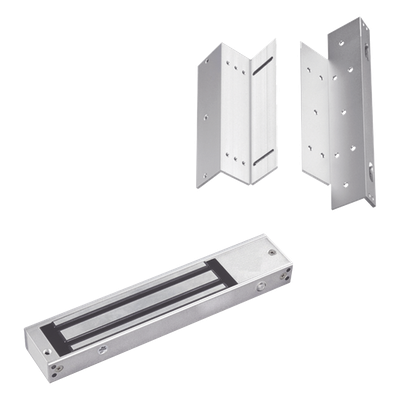 Kit de Control de Acceso / Chapa Magnética 280 kg (600 lbs) / Brackets Ajustables L y Z / LED Indicador de Estado / Aluminio Reforzado