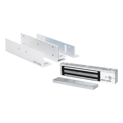 Kit de Control de Acceso / Chapa Magnética 600 lbs (272 kg) / Montaje Z y L / Voltaje Seleccionable 12/24 VDC / Protección contra Sobretensiones / Certificación UL / Uso Interior