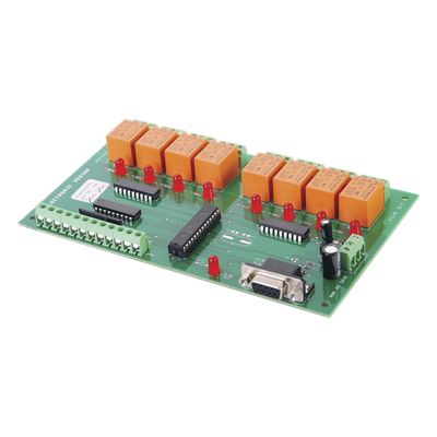 Tarjeta de Control Programable / 8 Puertas / 8 Relevadores Aislados / RS232 / 12-24 VCC y 24 VCA / 6.725 x 4.025 pulg
