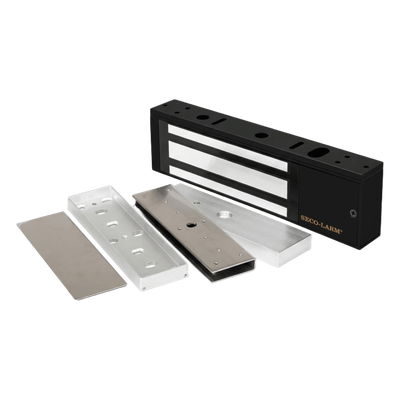 Kit de Control de Acceso / Chapa Magnética 1200 lbs (545 kg) / Montaje en U para Puerta de Cristal / Aluminio Anodizado / Uso Interior / UL