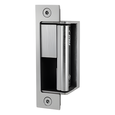 Contrachapa Eléctrica Universal / Acero Inoxidable 32D Cepillado / 1,500 lb (680 kg) Fuerza de Sujeción / 12-24 VCC-VCA Seleccionable / Fail Secure / Ajuste Horizontal 3 mm (1/8 in) / 0.19 A a 24 VCC