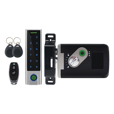 Kit de Cerradura Inteligente Inalámbrica / Teclado Metálico IP65 / 900 Usuarios Tarjeta/PIN / 100 Huellas / Alcance 30 m (98.4 ft) / 433 MHz