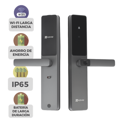 Cerradura Inteligente / Wi-Fi y Bluetooth / Huella y Tag / IP65 / -25°C a 70°C / 8 Baterías AA
