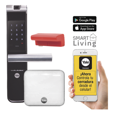Kit Cerradura Electrónica Inteligente / Apertura por Código, Biometría y Smartphone / 100 Huellas y 100 PINs / Puertas 35-90 mm / Cierre Automático / Wi-Fi
