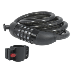 Candado de Cable con Combinación / 4 Pines / 10,000 Códigos / Cable 120 cm (3.9 ft) / Nivel de Seguridad 3 / Acero Trenzado con PVC Candado de Cable con Combinación / 4 Pines / 10,000 Códigos / Cable 120 cm (3.9 ft) / Nivel de Seguridad 3 / Acero Trenzado con PVC