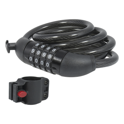 Candado de Cable con Combinación / 4 Pines / 10,000 Códigos / Cable 120 cm (3.9 ft) / Nivel de Seguridad 3 / Acero Trenzado con PVC