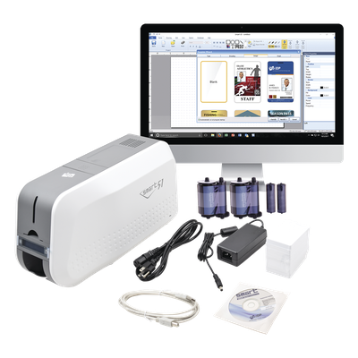 Kit de Impresora de Tarjetas PVC / Una Cara / 300 dpi / USB / 100-200 Tarjetas / Windows, Mac, Linux