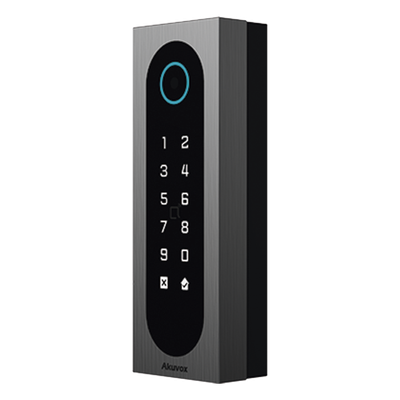 Control de Acceso Slim / 20,000 Tarjetas / 100,000 Eventos / IP65 & IK09 / Multi-Credencial QR-Bluetooth-PIN-RFID / Wiegand-RS485-Relay / Aluminio y Vidrio Templado