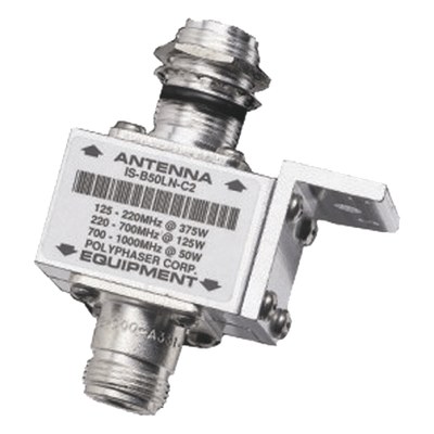 Protector Coaxial RF / 10 MHz a 1 GHz / 50 Ω / Conectores N Hembra / Bloqueo DC / 20 kA / 1,500 W