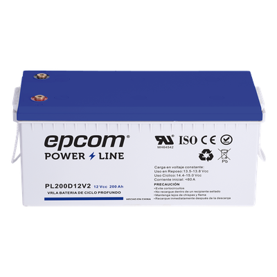 Batería de Respaldo AGM / 12 VCC / 200 Ah / Ciclo Profundo / Terminales T5 / Certificación UL