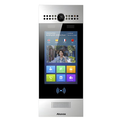 Videoportero IP / Pantalla Táctil 7" / Reconocimiento Facial / Dual Cámara 2MP / IP65 / IK06 / PoE / SIP / ONVIF / Android / QR y PIN / RFID 125kHz/13.56MHz / Bluetooth
