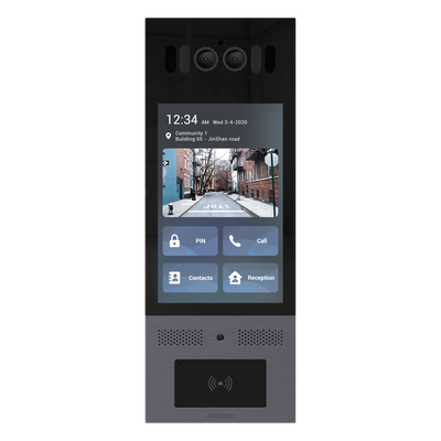 Frente de Calle IP / IK10 / IP66 / LCD 8 Pulgadas / Reconocimiento Facial / QR y PIN / 3 Puertas / Bluetooth / NFC / SIP / ONVIF Frente de Calle IP / IK10 / IP66 / LCD 8 Pulgadas / Reconocimiento Facial / QR y PIN / 3 Puertas / Bluetooth / NFC / SIP / ONVIF