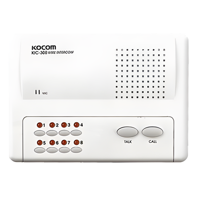 Intercomunicador Manos Libres / 8 Extensiones / Alcance 200 m (656.2 ft) / Cable 2 Hilos Calibre 18 / Alimentación 6 VCC / Montaje en Pared
