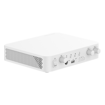 Amplificador de Audio IP / 2 Canales / 80 W Totales / 2 Zonas 40 W / Salida 100V / Bluetooth / USB / RCA / Micrófono / Hik-Connect
