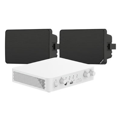 Kit de Audio IP / Amplificador 80W / 2 Altavoces de Pared / 2 Zonas 40W / Bluetooth / 70V/100V