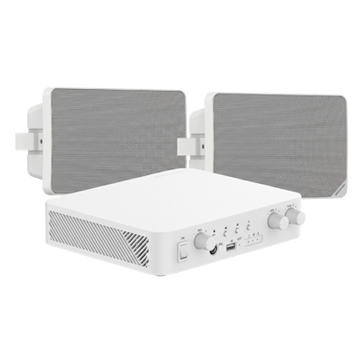 Kit de Audio / 70V-100V / 2 Altavoces de Pared / Bluetooth / 2 Zonas / 80W / Control Web
