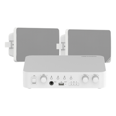 Kit Amplificador / 80W / 2 Zonas / Bluetooth USB RCA Micrófono / 100V 70V / 2 Altavoces