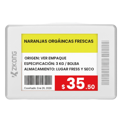 Etiqueta Electrónica de Estantería / 1.8 Pulgadas / EPD 4 Colores / Bluetooth LE 5.1 / NFC / Batería 5 Años / 224x168 píxeles