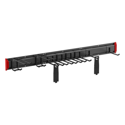 Sistema de Almacenamiento de Pared / Capacidad Total 228 kg (502.7 lb) / 8 Ganchos Ajustables / 2 Bandas de Sujeción / Estructura Acero y Plástico