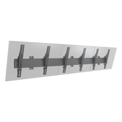 Soporte de Pared / Riel Triple Modular / Carga 50 kg / 32"-65" / VESA 600x400 mm / Inclinación 5°-15°