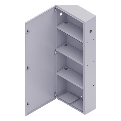 Gabinete para Baterías / Acero Galvanizado / 4 Unidades / Montaje en Poste / Exterior / 1050 mm (3.44 ft) de Altura
