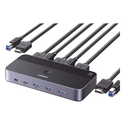 Conmutador KVM HDMI / 4K@60Hz HDR / 2 Entradas 1 Salida / 4 Puertos USB 3.0 / Carcasa Aluminio