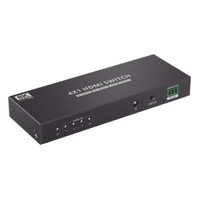 Conmutador HDMI / 4 Entradas 1 Salida / 8K@60Hz / 48 Gbps / HDMI 2.1 / Control IR y RS-232