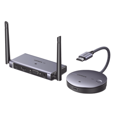 Extensor HDMI Inalámbrico / 4K@30Hz / Alcance 50 m (164 ft) / Salida HDMI y VGA Simultánea / Audio 3.5 mm / Plug & Play / Banda 5 GHz