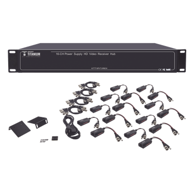 Kit Transceptor Activo / 16 Canales / Video + Potencia por UTP / 4K a 150 m (492.1 ft) / Rack 19" / HD-TVI/CVI/AHD/CVBS