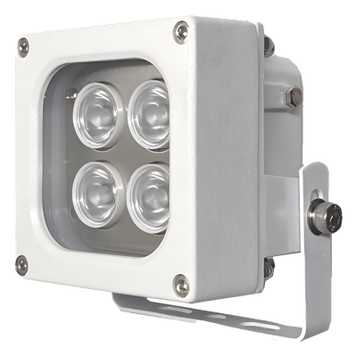 Iluminador LED / Luz Blanca / Alcance 10 m (32.8 ft) / Ángulo 120° / IP66 / 12VCC/24VCA / Fotocélula Integrada