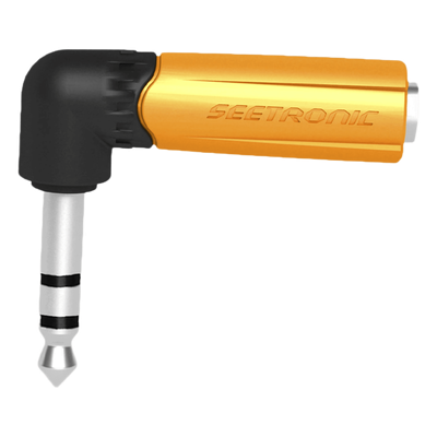 Adaptador de Audio Estéreo / Jack 1/4in a 1/4in / Ángulo Recto / Carcasa Plástica