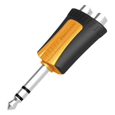 Adaptador de Audio Estéreo / Plug 1/4" (6.3 mm) a 2 x RCA Hembra / Carcasa Plástica / Precableado